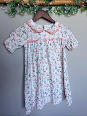 Sunshine Smocks Floral Swing Dress Ruffle Collar | Size 6